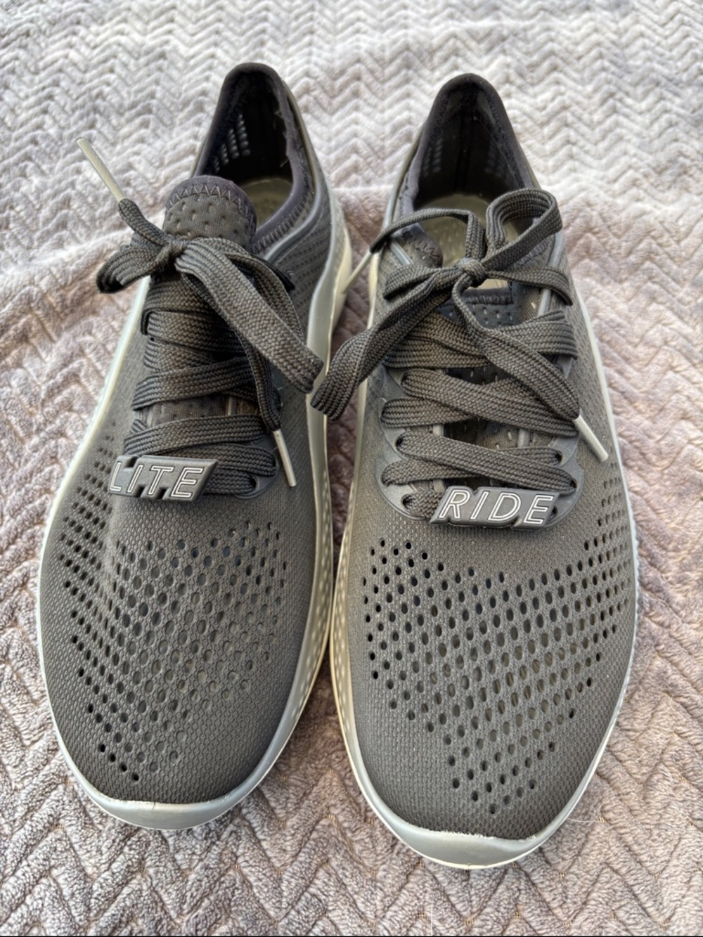 CROCS LiteRide Athletic Sneakers in Gray and Black